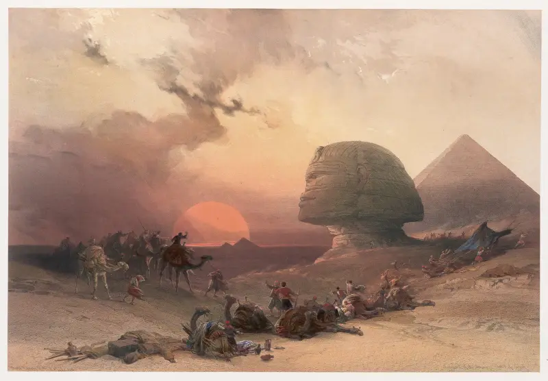 Approach of the simoom. Desert of Gizeh. av David Roberts