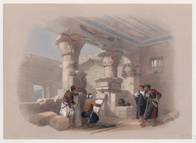 Dayr el Medeeneh [Dayr al-Madînah], Thebes. av David Roberts