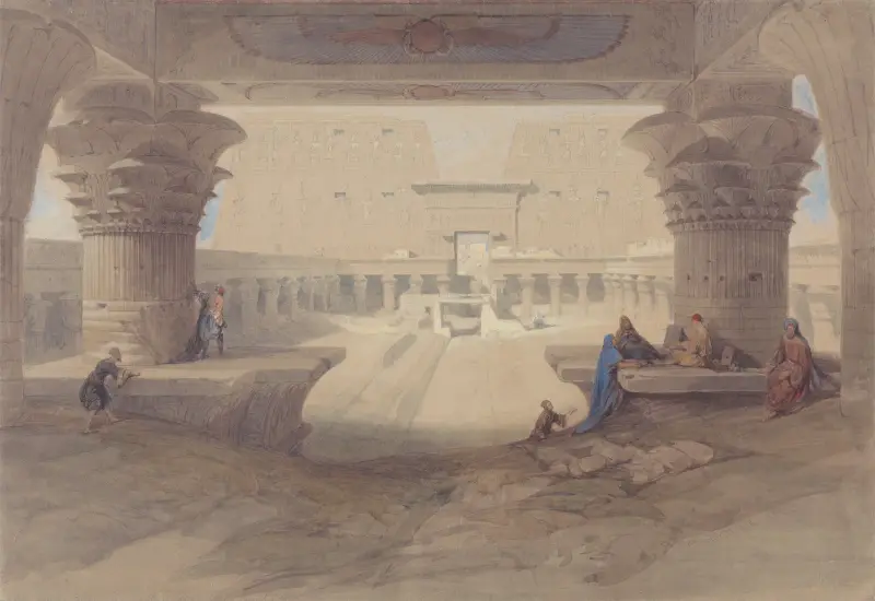 From under the Portico of the Temple of Edfu, Upper Egypt av David Roberts
