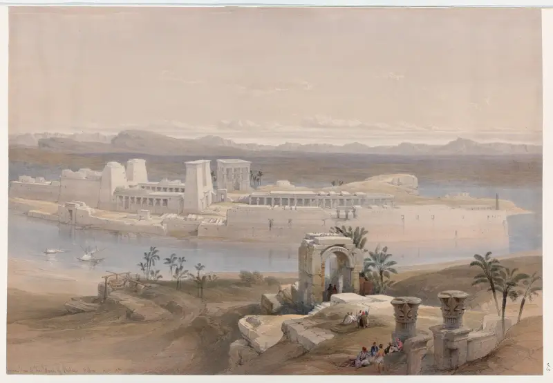 General view of the Island of Philæ, Nubia. Nov. 18th, 1838. av David Roberts