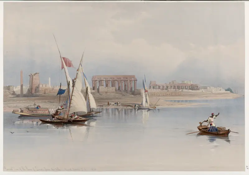 Allmän vy över Luxors ruiner, från Nilen. 1838. av David Roberts