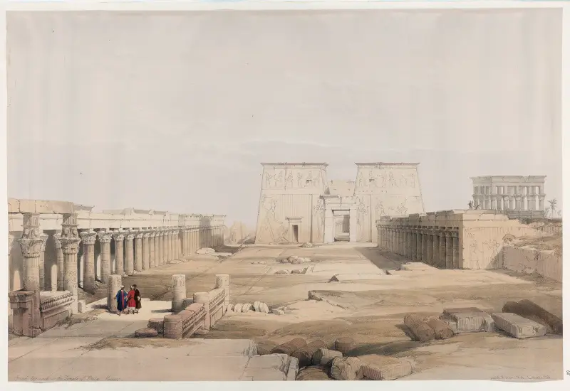 Stora ingången till Filæ tempel, Nubien av David Roberts