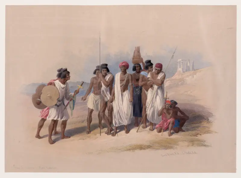 Grupp av nubier, Wady Kardasey [Qirtâsî] av David Roberts