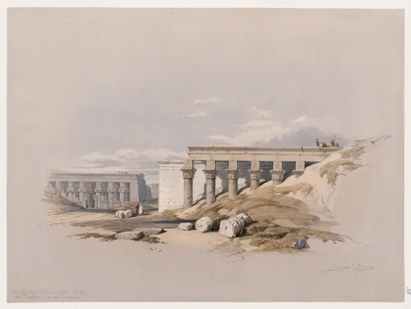 Seitenansicht des Tempels namens Typhonium in Dendera von David Roberts