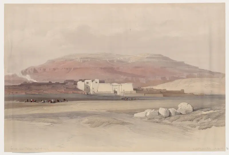 Medint [sic] Abou [Medinet Habu], Thebes. Dec. 8th, 1838. av David Roberts