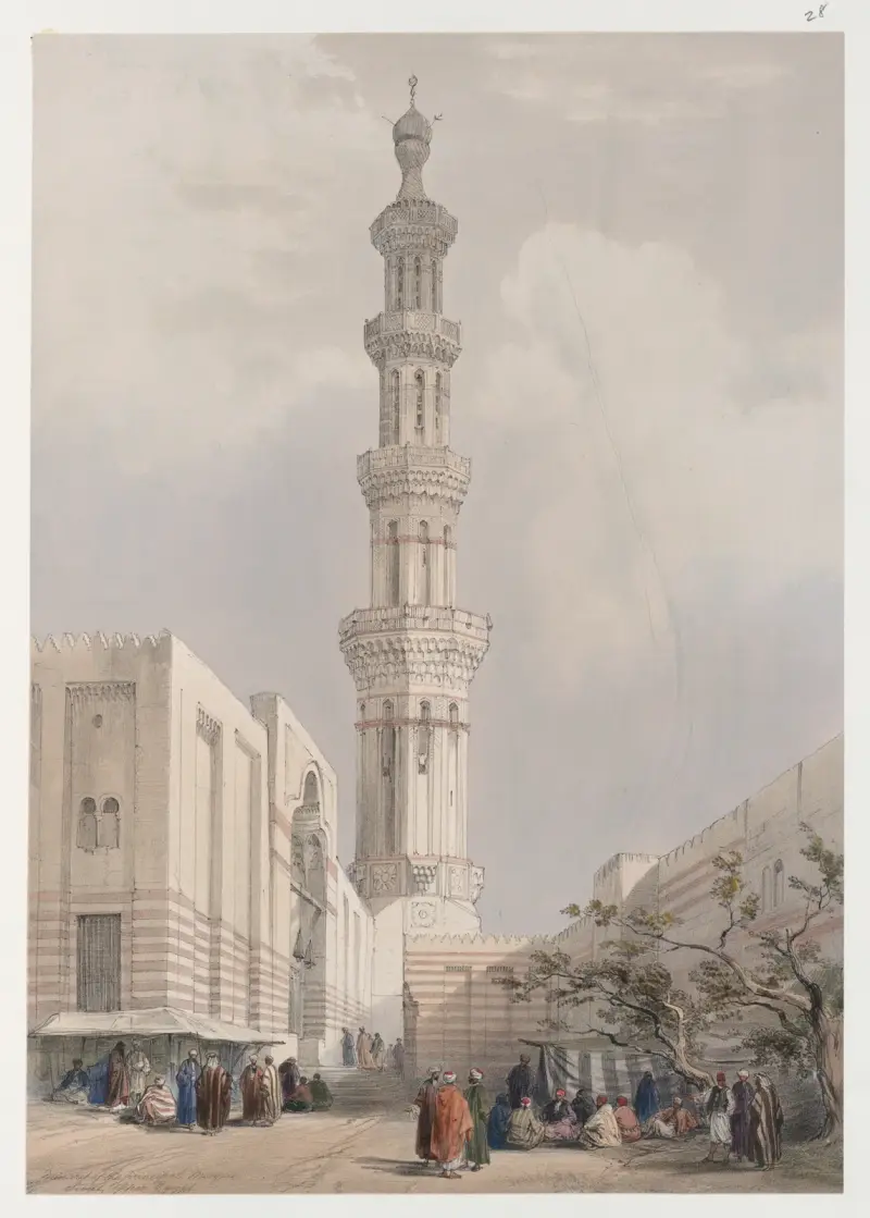 Huvudmoskéns minaret. Siout, Övre Egypten. av David Roberts