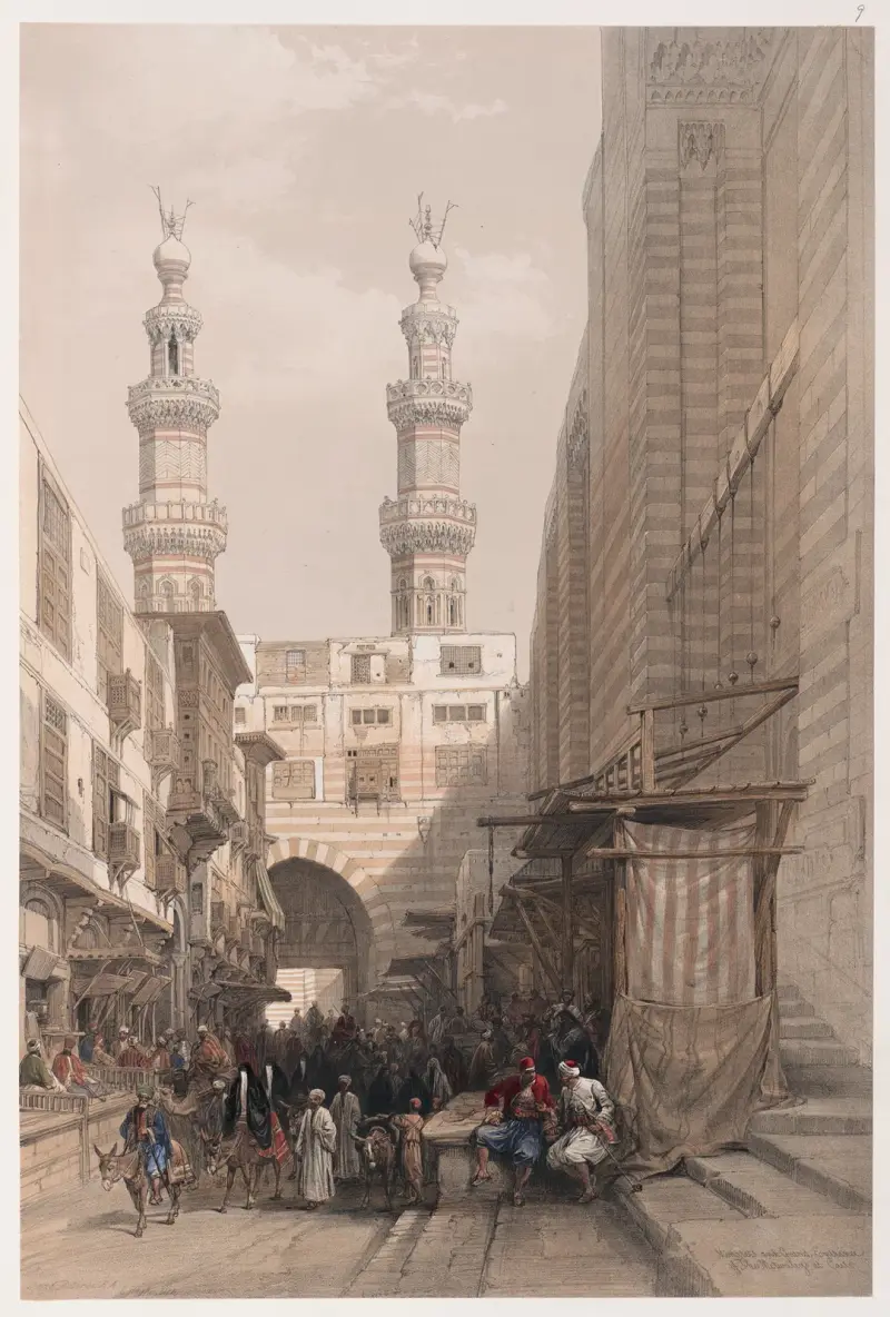Minarette und großes Tor der Metwaleys in Kairo von David Roberts