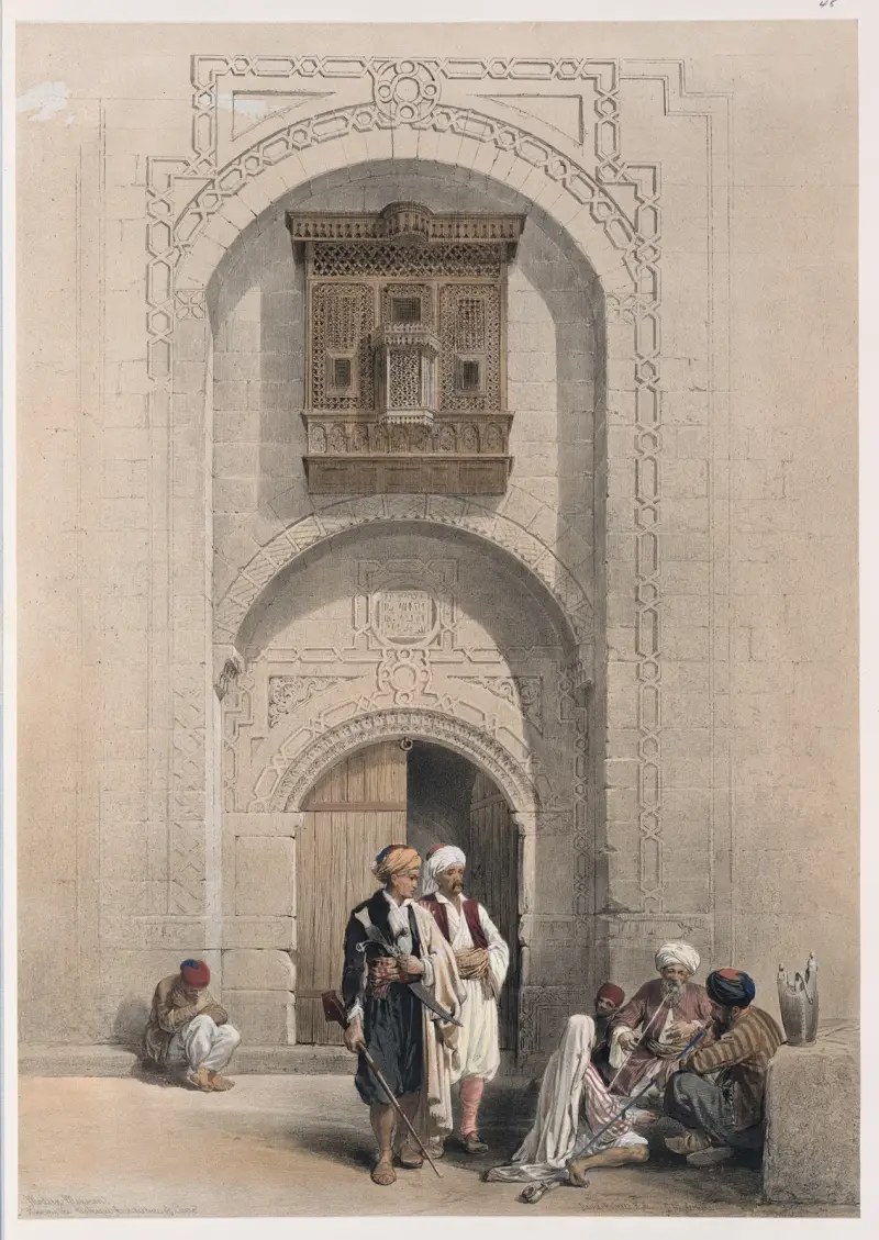 Modern mansion, showing the arabesque architecture of Cairo. av David Roberts
