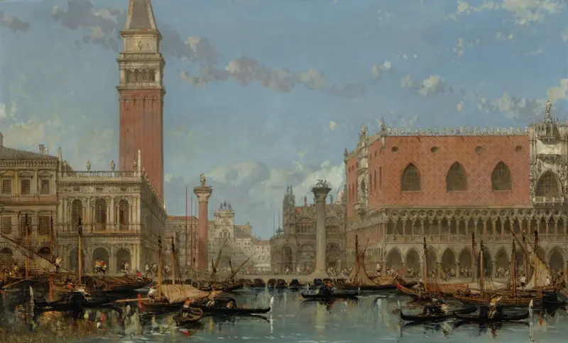 Piazza of St Mark från kanalen, Venedig av David Roberts