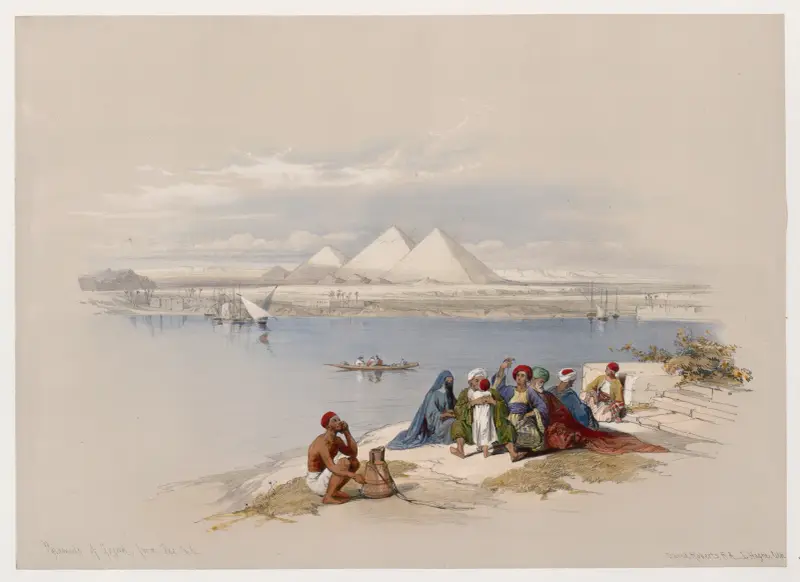 Pyramiderna vid Giza, från Nilen av David Roberts