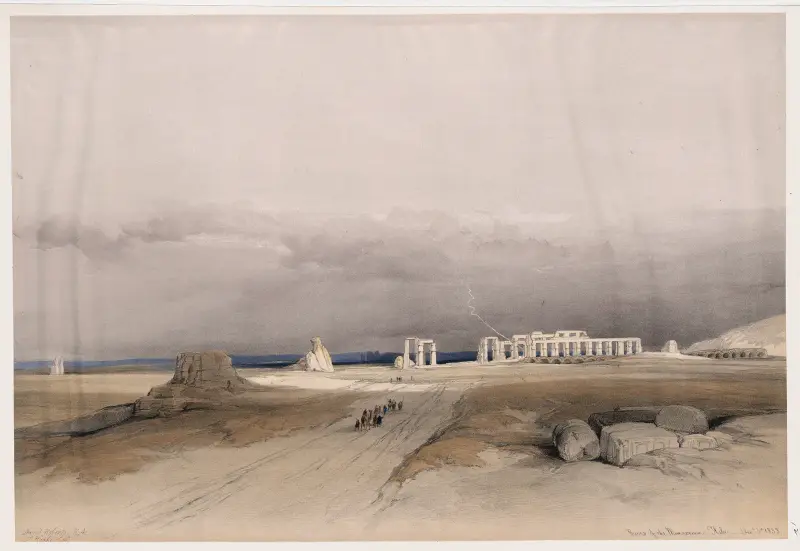 Ruinerna av Memnonium, Thebe. 5 dec. 1838. av David Roberts