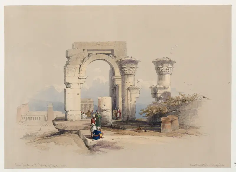 Ruiny. Świątynia na wyspie Biggeh, Nubia, David Roberts