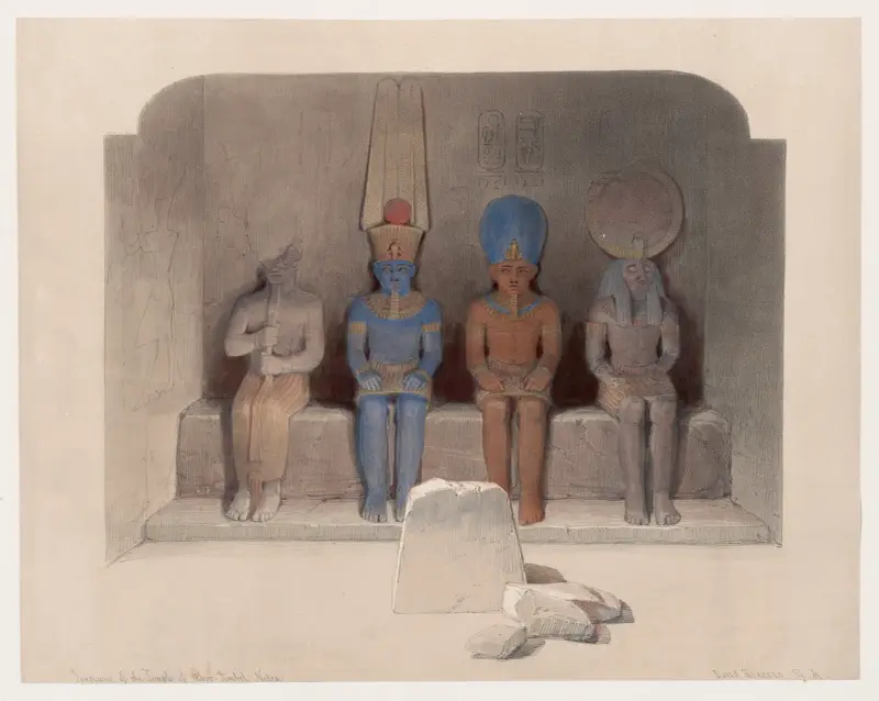 Sanctuary of the Temple of Aboo-Simbel, Nubia. av David Roberts