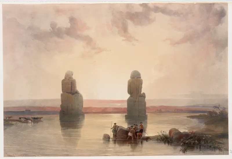 Kolosserna på Memnon vid Thebe under översvämningen av David Roberts