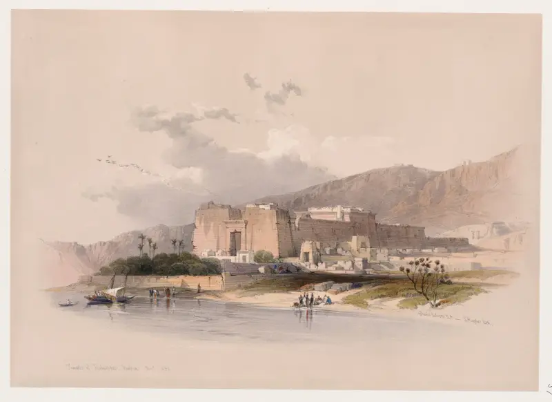 Kalabshee tempel [Kalabsha, Kalâbishah], Nubien. November 1838. av David Roberts