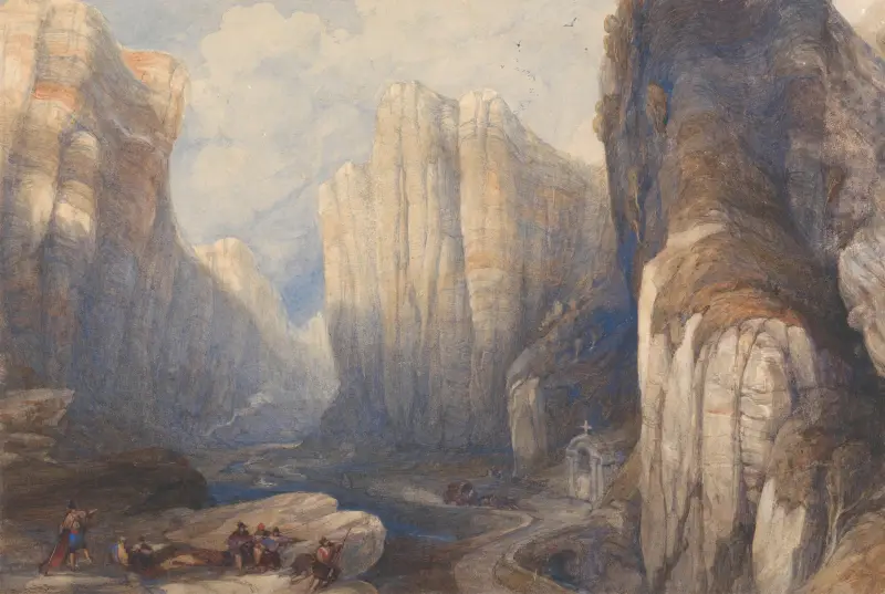 The Pass of Pancorbo, The Pyrenees av David Roberts