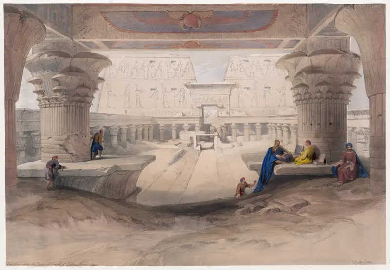 Vy från portiken vid Edfu-templet, Övre Egypten av David Roberts