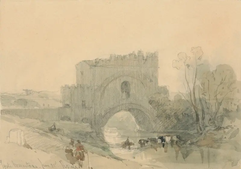 Vy av Ponte Nomentano, Rom av David Roberts