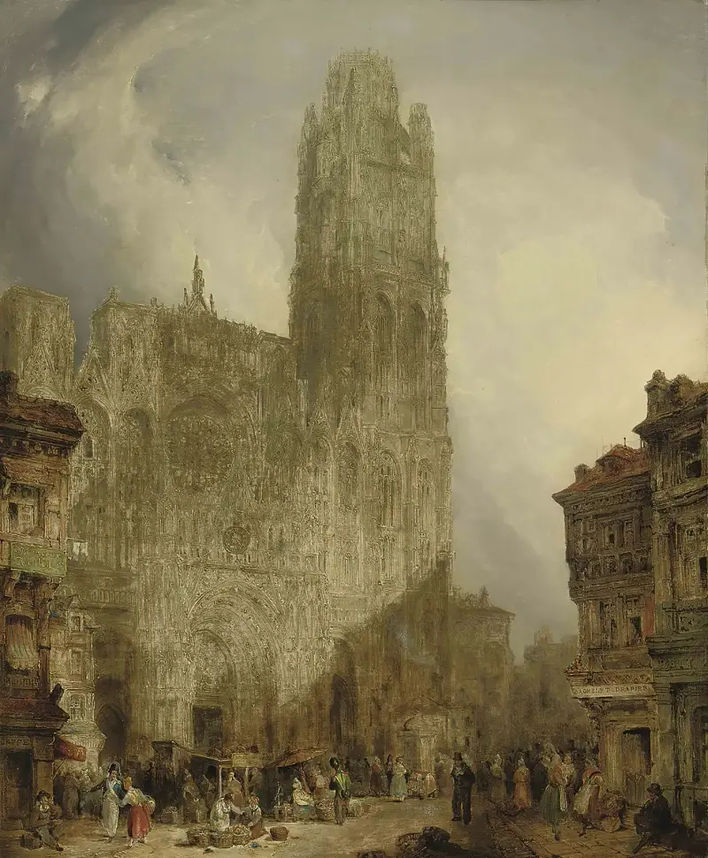 West front of Notre Dame Cathedral, Rouen av David Roberts