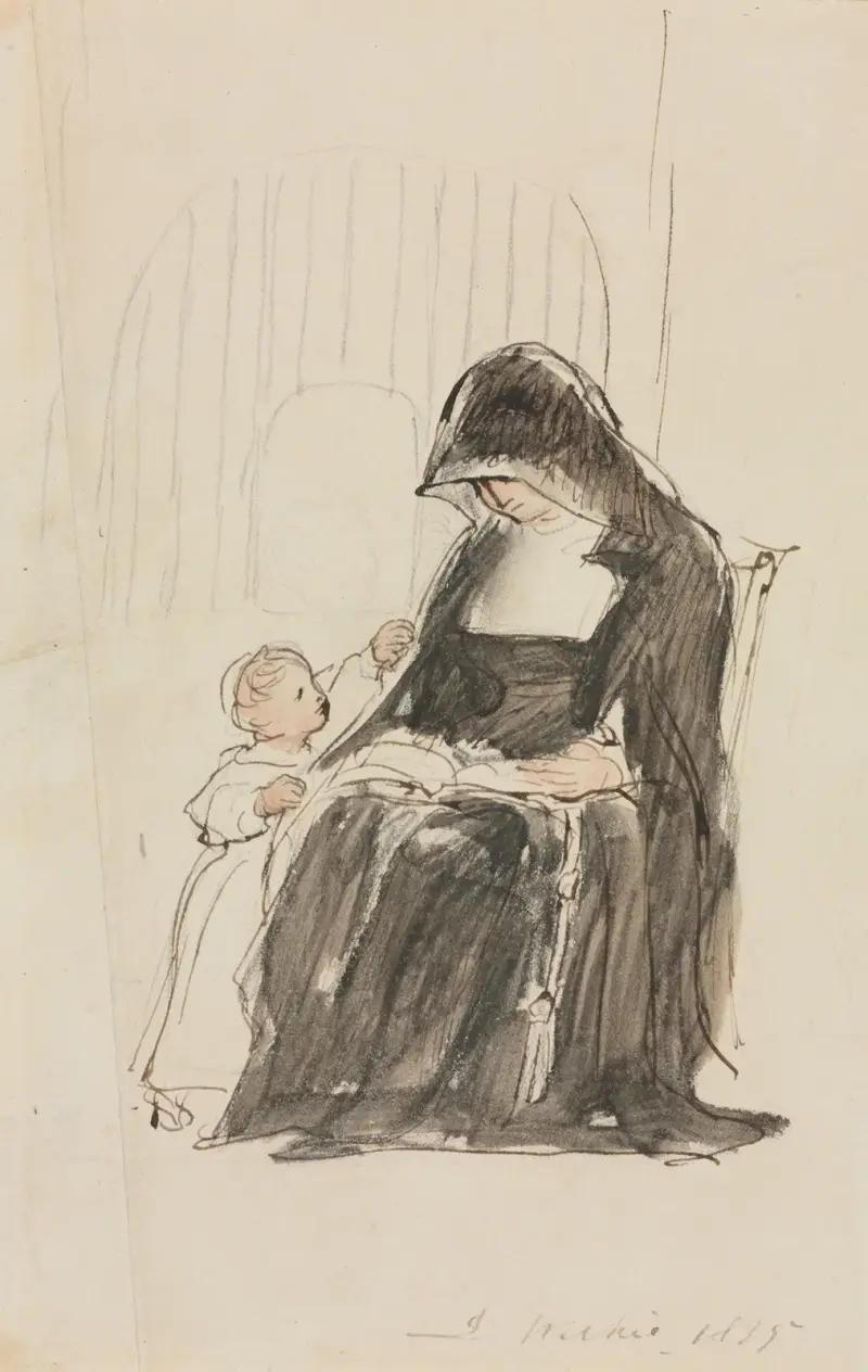 Nun Reading to a Child av Sir David Wilkie