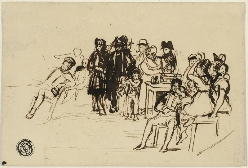Studie för högra gruppen av Sir David Wilkie