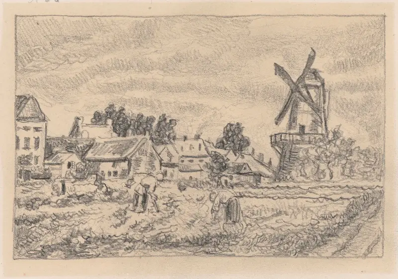 Potatisupptagning av Henri de Braekeleer