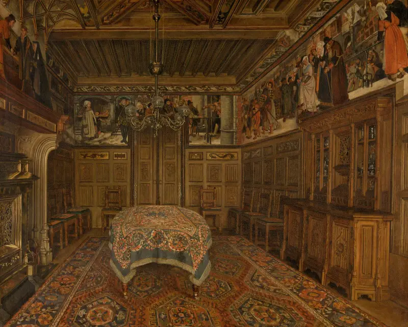 The Dining Room at the Home of the Artist Henri Leys av Henri de Braekeleer