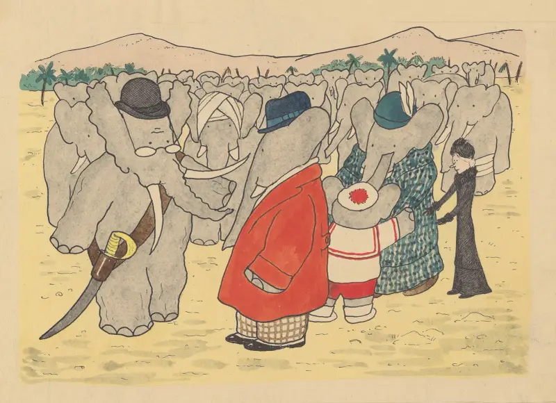 Babar reser, plansch 17 av Jean de Brunhoff