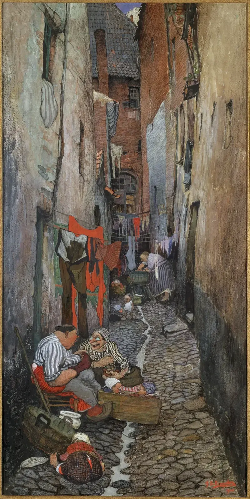 Alley at the Patershol in Ghent av Jules De Bruycker