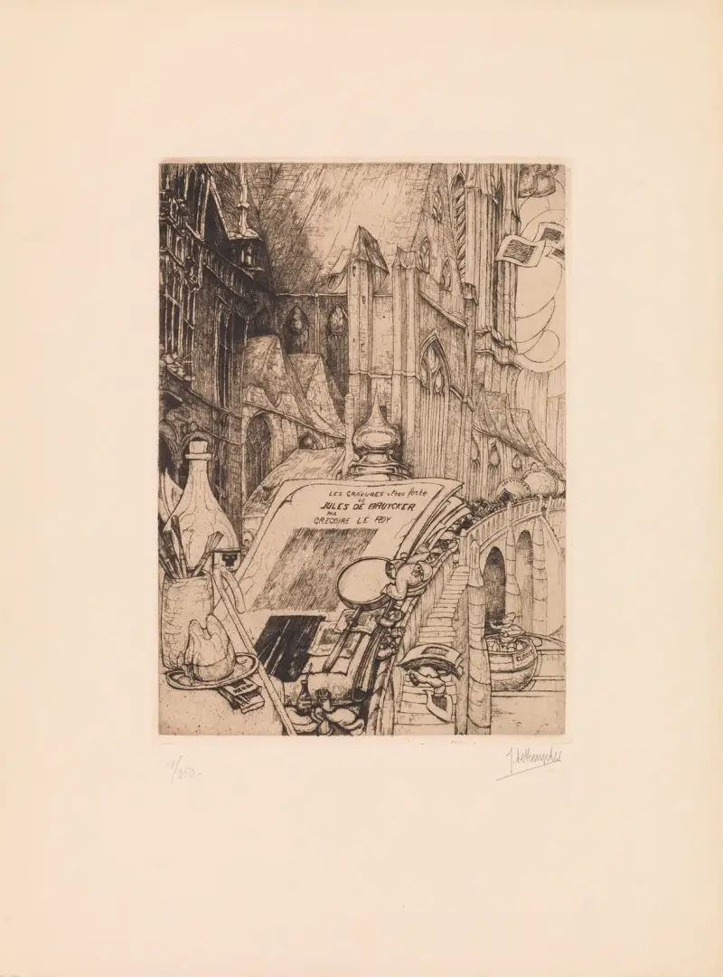 Frontispiece for the oeuvre catalogue of Jules De Bruycker’s graphic work by Grégoire Le Roy av Jules De Bruycker