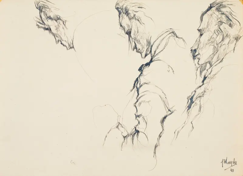 Man i profil (tre studier) av Jules De Bruycker