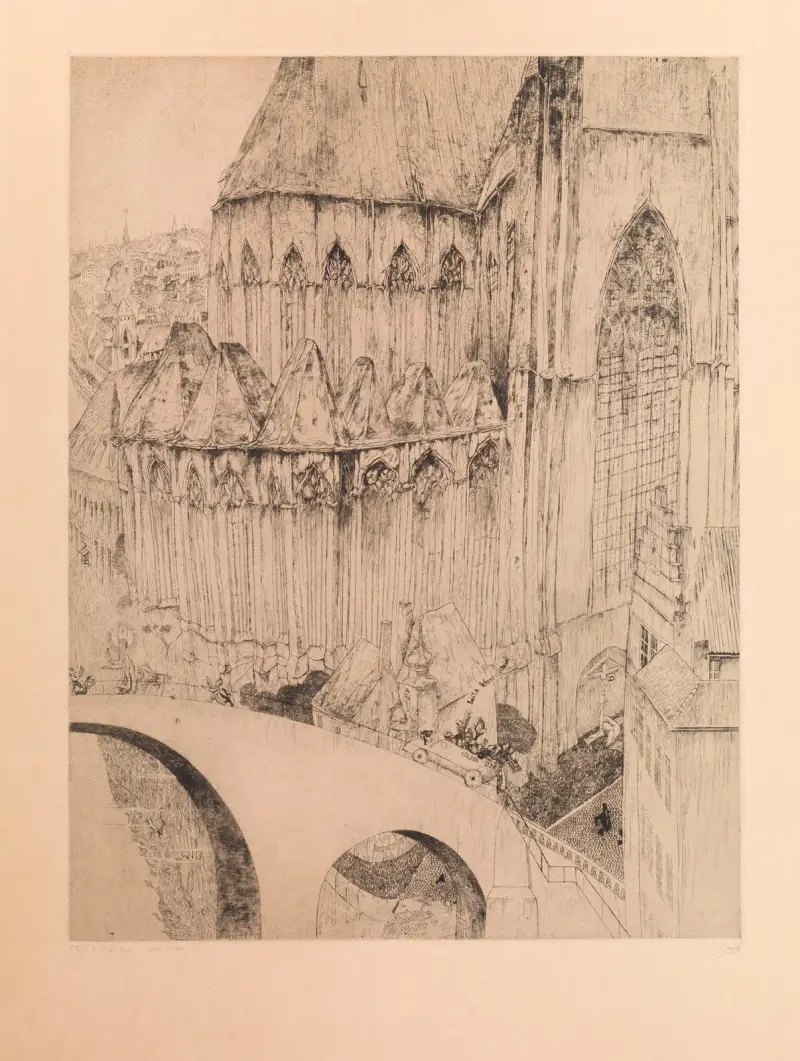 Die St.-Michaels-Kirche und die Brücke in Gent von Jules De Bruycker