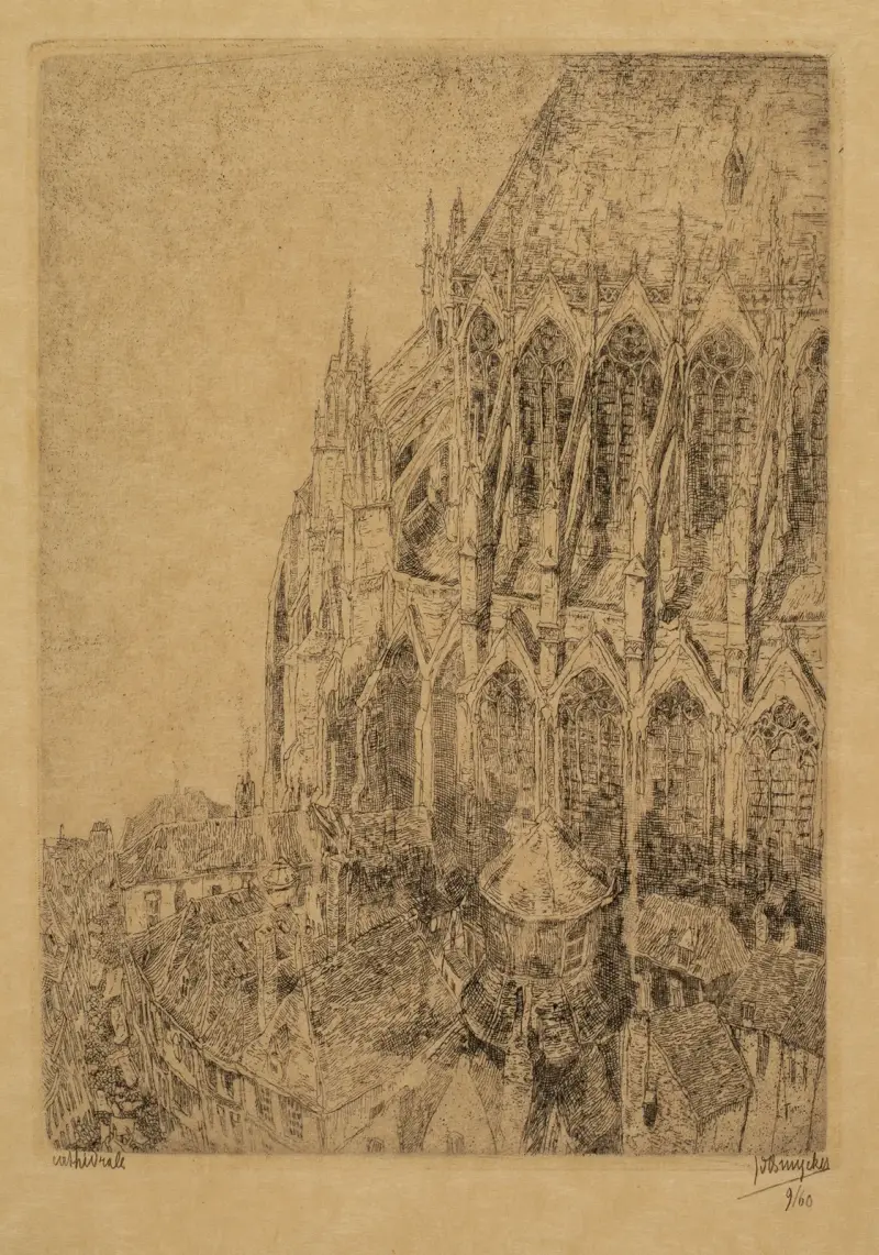 Oudenaardes kyrka (Sankt Walburga) av Jules De Bruycker