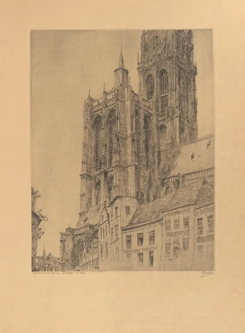 Utsikt över Sankta Maria-katedralen i Antwerpen av Jules De Bruycker