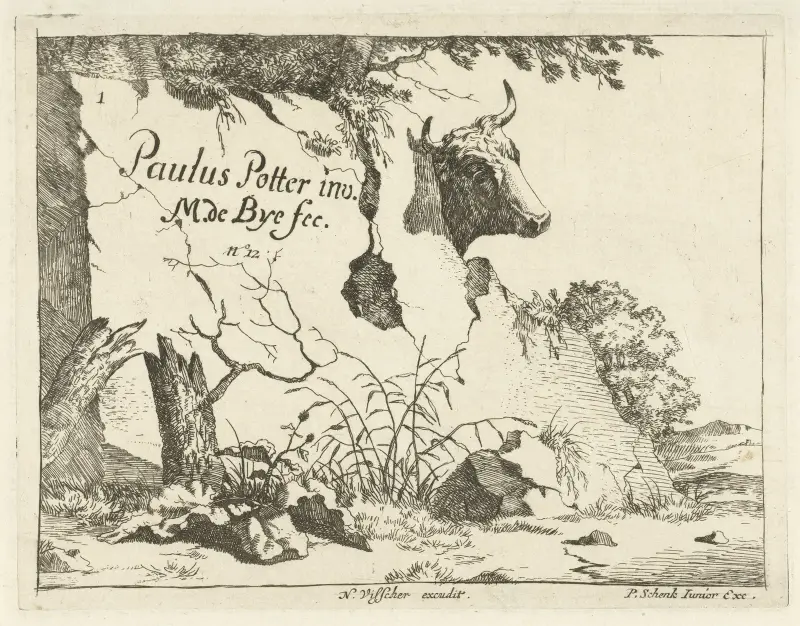 Kuhkopf hinter einem Felsen von Marcus de Bye
