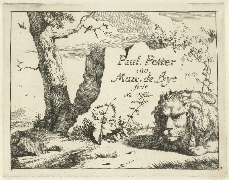 Liegender Löwe bei einem Baum von Marcus de Bye