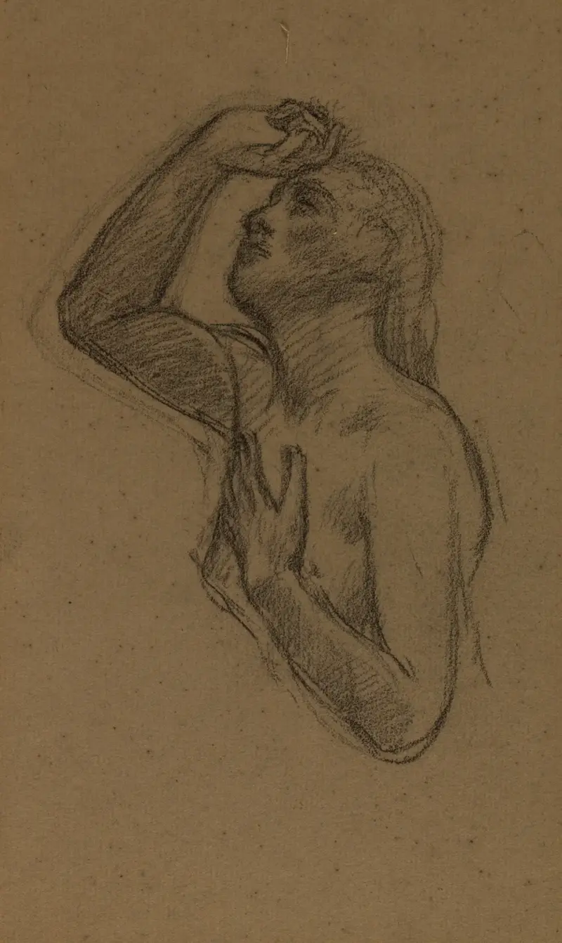 Kvinnobyst med höger hand mot pannan av Pierre Puvis de Chavannes