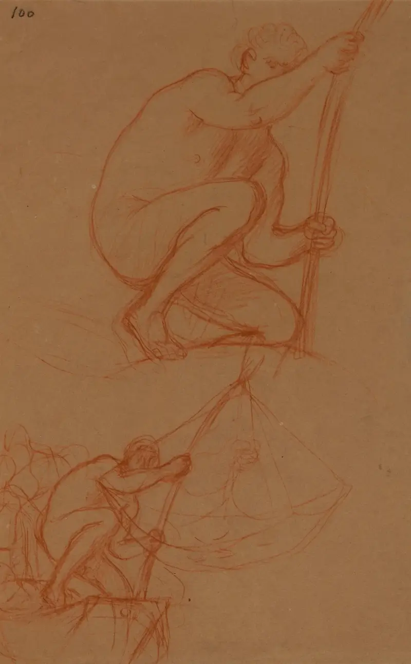 Deux études d’homme soulevant un carrelet av Pierre Puvis de Chavannes