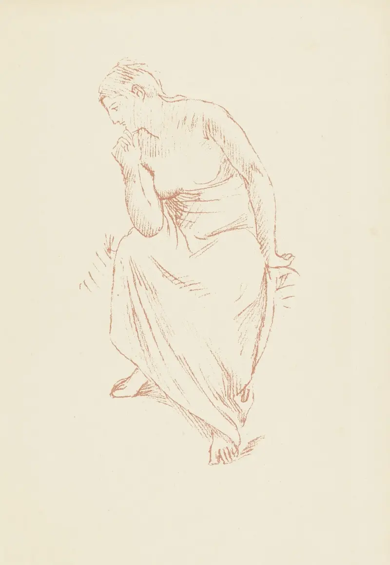 Studie av en sittande halvt draperad kvinna av Pierre Puvis de Chavannes