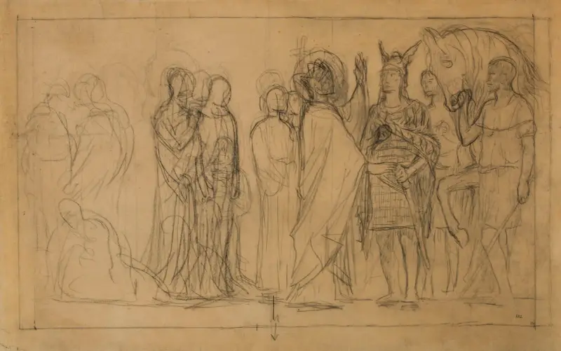 Skiss för den sista, aldrig utförda kompositionen i Panthéon av Pierre Puvis de Chavannes