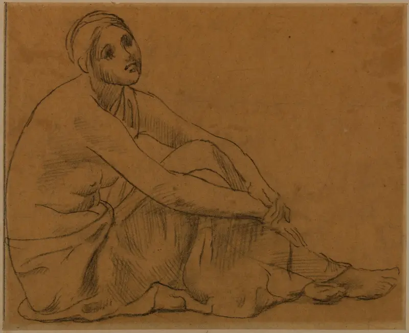 Sittande kvinna på marken av Pierre Puvis de Chavannes