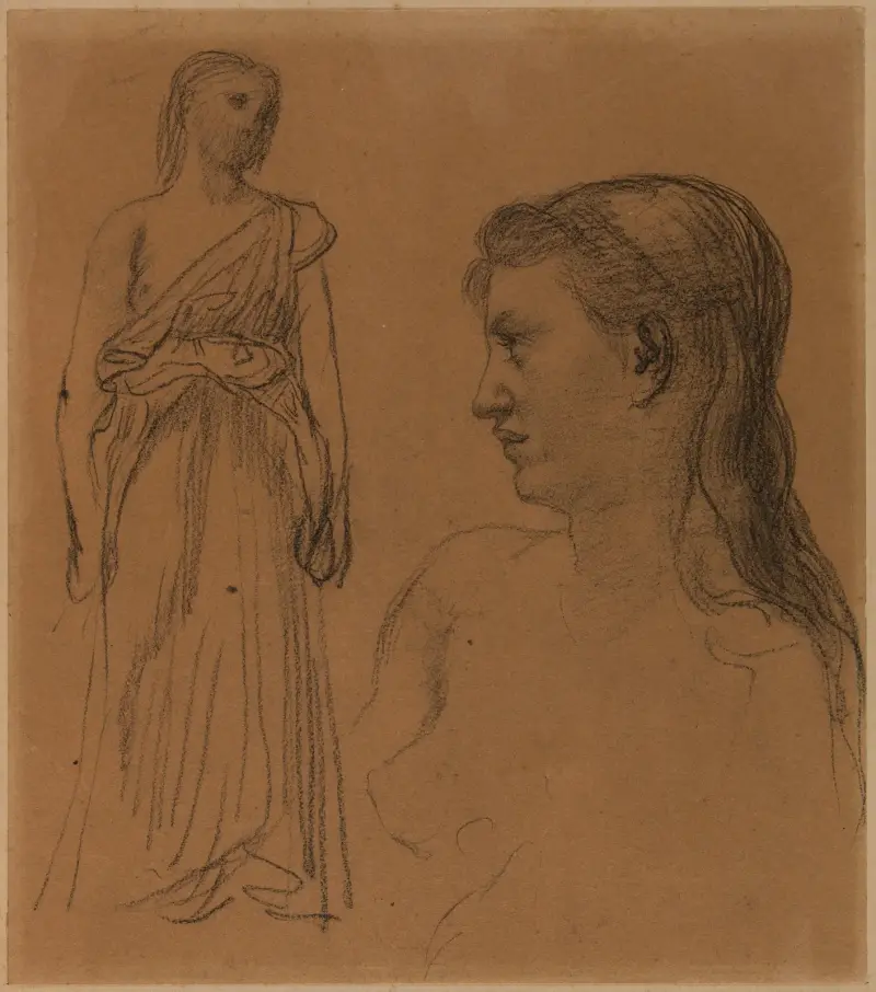 Stående kvinna och kvinnobyst av Pierre Puvis de Chavannes