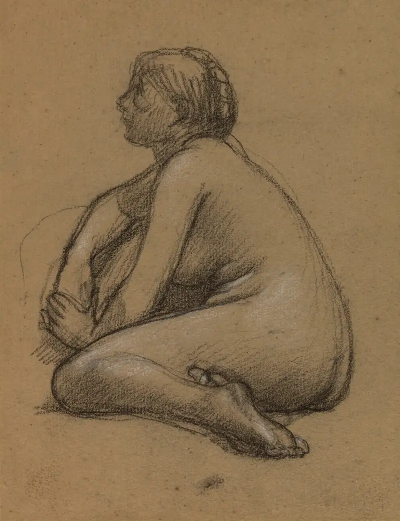 Sittande naken kvinna av Pierre Puvis de Chavannes