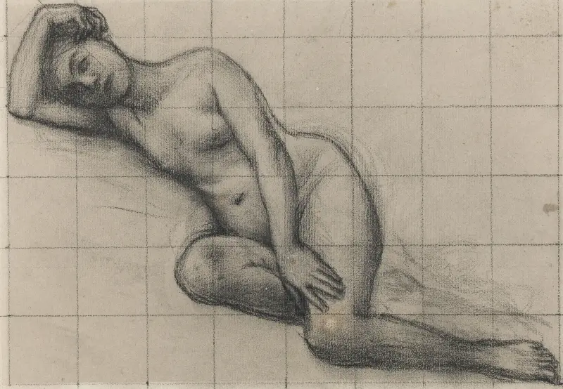 Liggande naken kvinna av Pierre Puvis de Chavannes