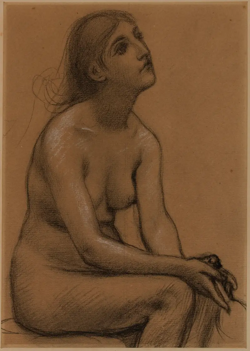 Sittande naken kvinna av Pierre Puvis de Chavannes