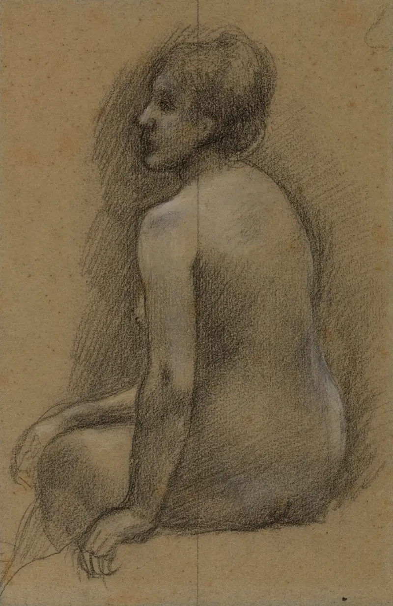Sittande naken kvinna sedd från ryggen av Pierre Puvis de Chavannes
