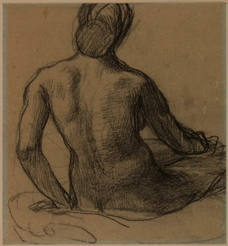 Naken kvinna, sittande, sedd från ryggen av Pierre Puvis de Chavannes