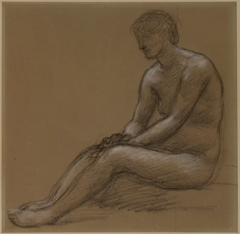 Sittande naken kvinna av Pierre Puvis de Chavannes