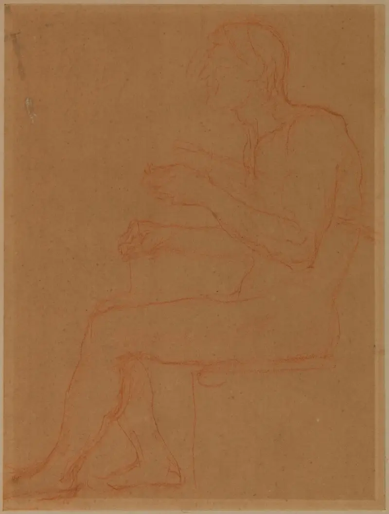Sittande man, profil mot vänster av Pierre Puvis de Chavannes