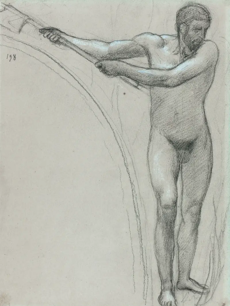 Stående man svingande en yxa av Pierre Puvis de Chavannes